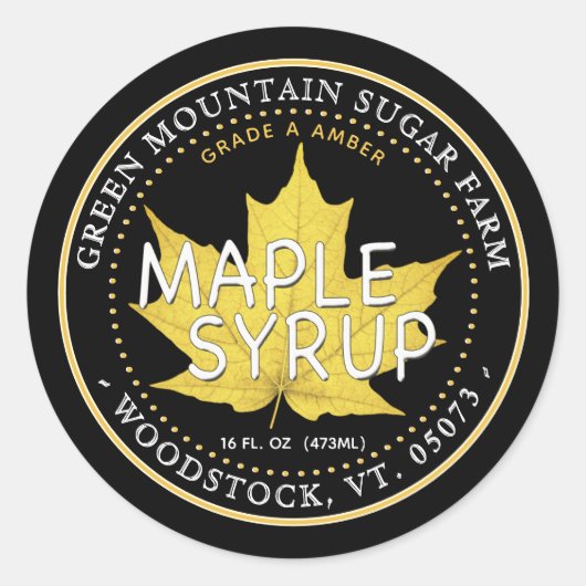 Zwarte suikermap Leaf Editable Maple Syrup Label (Voorkant)