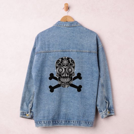 Zwarte suikerrietsmeeuw Dag van de dode schedelbee Denim Jacket (Hangar)
