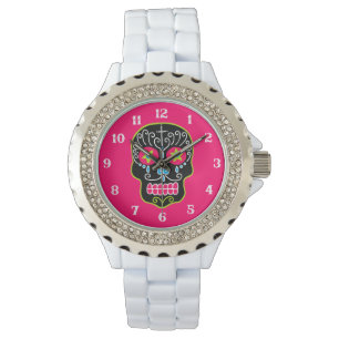 Zwarte suikerschedel horloge