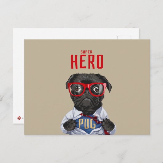 Zwarte superheld afbeelding briefkaart (Voorkant / Achterkant)