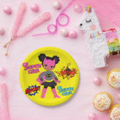 Zwarte superheld Borden Papieren Bordje (Feest)