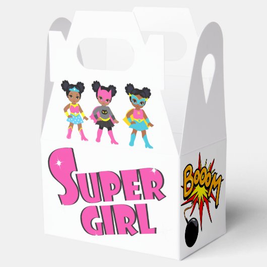 Zwarte Superheld Favor Boxes Bedankdoosjes (Geopend)