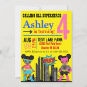 Zwarte superheld-uitnodiging kaart (Voorkant)