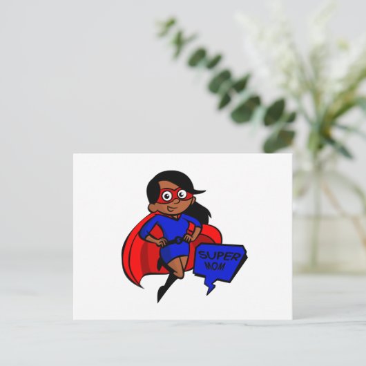 zwarte supermoeder briefkaart (Staand voorkant)