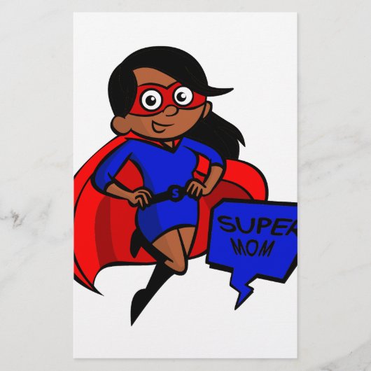 zwarte supermoeder briefpapier (Voorkant)