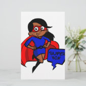 zwarte supermoeder briefpapier (Staand voorkant)