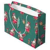 Zwarte Surfin' Santa Tropical Holiday Gift Bag Groot Cadeauzakje (Achterkant Gekanteld)