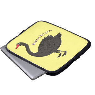 Zwarte-swaanillustratie cartoon laptop sleeve