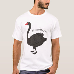 Zwarte-swaanillustratie cartoon t-shirt