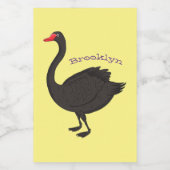 Zwarte-swaanillustratie cartoon voedselcontainer etiket (Enkel label)