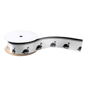 Zwarte Swan en Zwarte Stripes Satijnen Lint