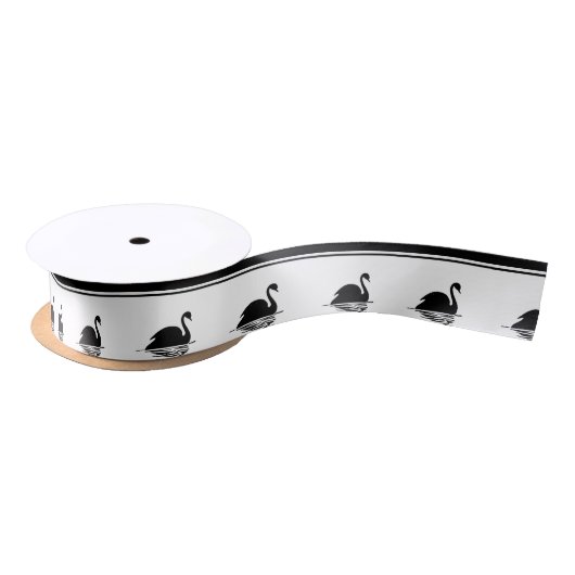 Zwarte Swan en Zwarte Stripes Satijnen Lint (Spoel)