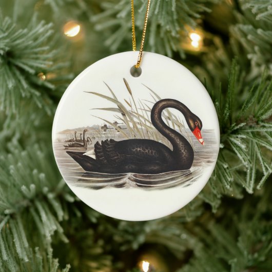 Zwarte Swan Vintage-kerstboom Keramisch Ornament (Boom)