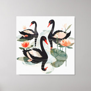 Zwarte swans canvas afdruk