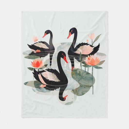Zwarte swans fleece deken (Voorkant)