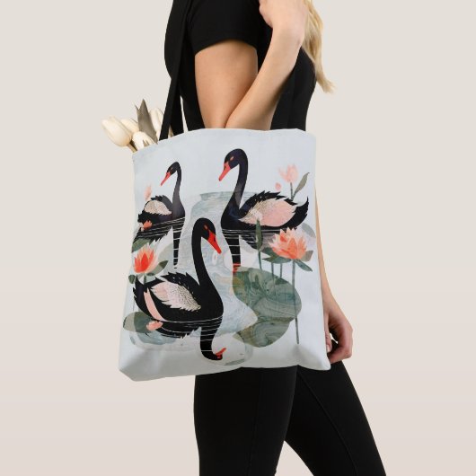 Zwarte swans tote bag (Dichtbij)
