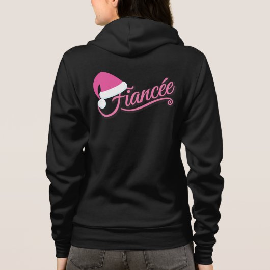 Zwarte sweatshirt met roze kerstmuts en tekst 'Fia (Achterkant)