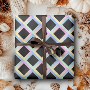Zwarte symmetrische diamanten met verlooplijsten cadeaupapier