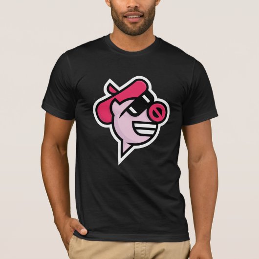 Zwarte T met de Comedy Pigs Logo T-shirt (Voorkant)
