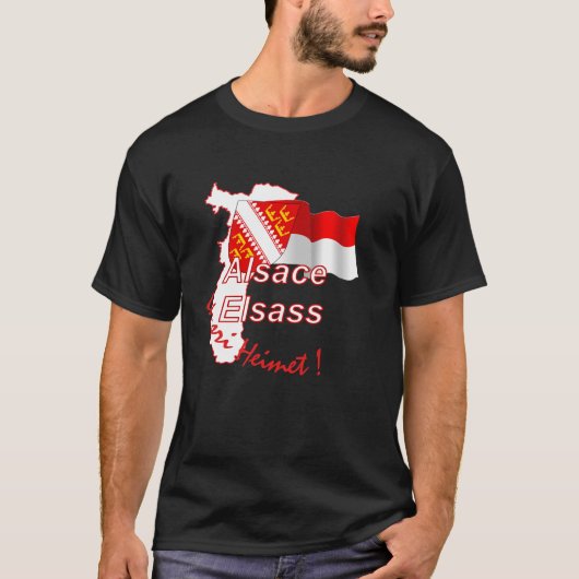 Zwarte T-shirt "Elsace Elsass unsri Heimet" (Voorkant)