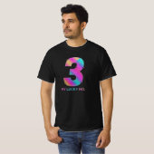 Zwarte t-shirt Lucky Number Logo print (Voorkant volledig)
