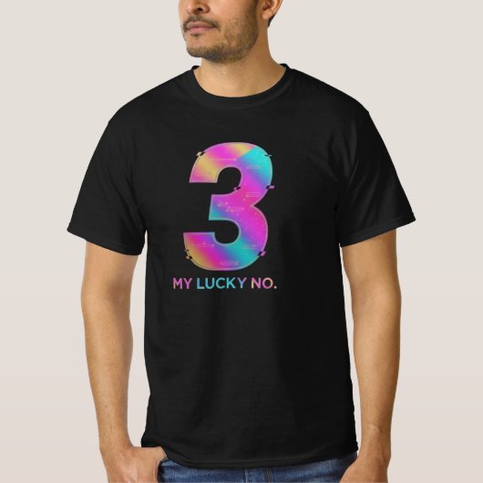 Zwarte t-shirt Lucky Number Logo print (Voorkant)