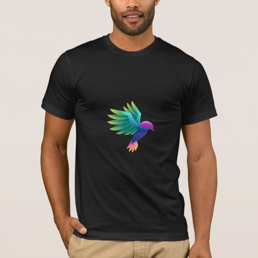 Zwarte T-shirt met een levendig (Voorkant)