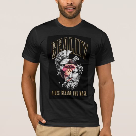 Zwarte T-shirt met halflange mouwen (Voorkant)