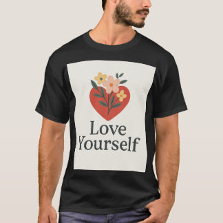 Zwarte T-shirt met hart en fl