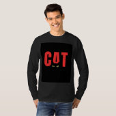 Zwarte T-shirt met kat ontwerp (Voorkant volledig)
