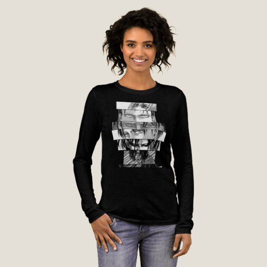 Zwarte T-shirt met lange mouwen (Voorkant)