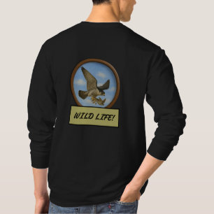 Zwarte T-shirt met Lange Mouwen en Slechtvalk