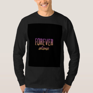 Zwarte T-shirt met mouwen en forever Alone-ontwerp