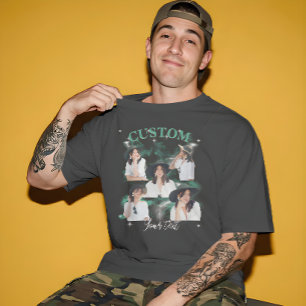 Zwarte T-shirt met Rap stijl Vintage opdruk Custom