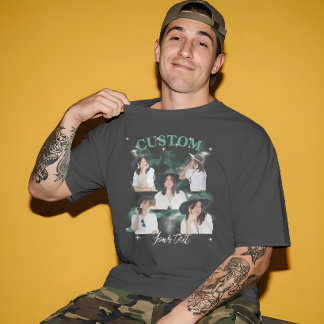 Zwarte T-shirt met Rap stijl Vintage opdruk Custom