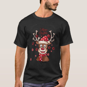 Zwarte T-shirt met rode rendieren Mannen