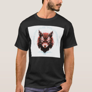 Zwarte T-shirt met wolf ontwerp en halve mouw