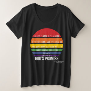 Zwarte T-Shirt plus regenboogcirkel voor vrouwen