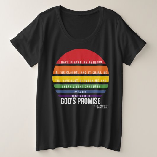 Zwarte T-Shirt plus regenboogcirkel voor vrouwen (Design voorkant)