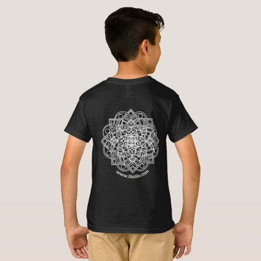Zwarte T-shirt van kinderen - Snowflake Mandala (Achterkant volledig)