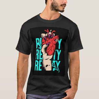 Zwarte T-shirts met blauwe en rode hartstijl