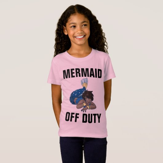 ZWARTE T-shirts met MERMAID, AFGELEID (Voorkant volledig)