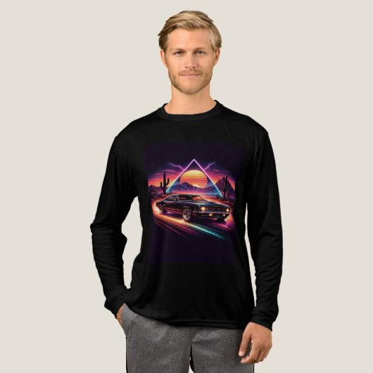 Zwarte T-shirts voor mannen met koele auto's (Voorkant)