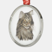 Zwarte tablet Maine Coon Cat Metalen Ornament (Links)