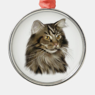 Zwarte tablet Maine Coon Cat Metalen Ornament