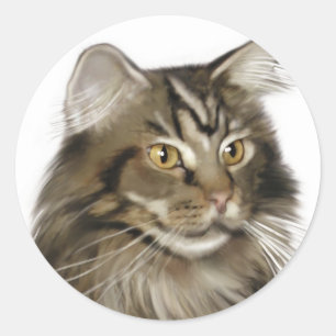 Zwarte tablet Maine Coon Cat Ronde Sticker