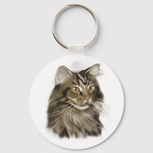 Zwarte tablet Maine Coon Cat Sleutelhanger (Voorkant)