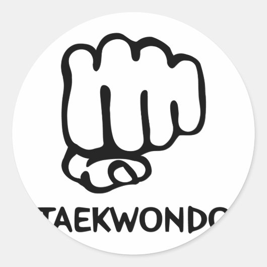 zwarte taekwondo-pictogram ronde sticker (Voorkant)