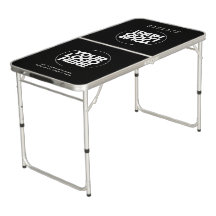 Zwarte tafel voor bierpong met op maat gemaakt log