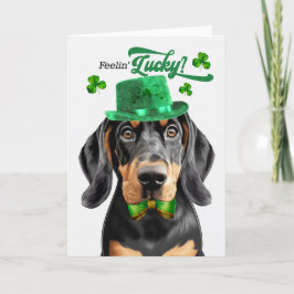 Zwarte Tan Coonhound Hond Gelukkig St. Patrick's D Feestdagen Kaart